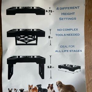 Adjustable Black Pet Feeding Station